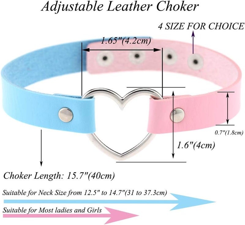 ETHOON Love Heart Adjustable Leather Choker Punk PU Necklace Goth Choker Soft Collar Chain for Women - Image 2